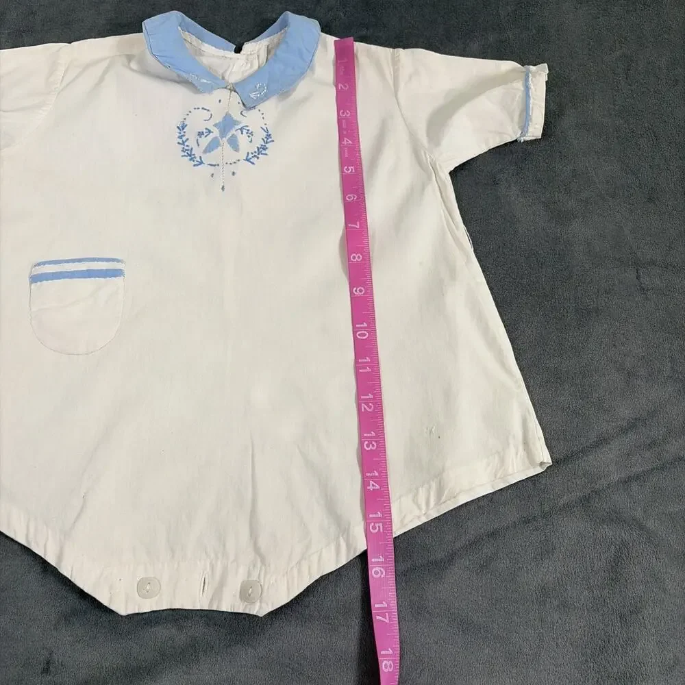 Vintage boys cotton embroidered long sleeve romper Free Shipping Benefits Chrty